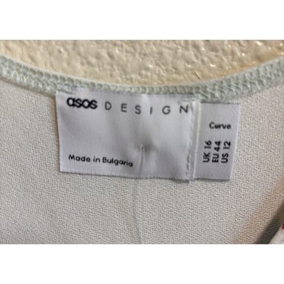 NEW Asos Curve Maxi Wrap Dress Puff Sleeve Floral Print Pleated Size 12 - Picture 9 of 11